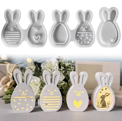 Produktbild von Silikonformen Gießformen Ostern 4 Stück Hase Frühling für Geldgeschenke