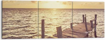Produktbild von Bild auf Leinwand - Leinwandbild - 3 Teile - Brücke Sonne Ozean - 150x50cm - Wand Bild - Wanddeko - Wandbilder - Leinwanddruck - Bilder - Wanddekoration - Leinwand bilder - Wandbild - CA150x50-4168