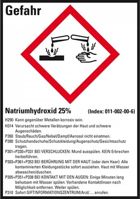 Produktbild von Dreifke® Aufkleber I GHS-Etikett Natriumhydroxid 25%, GefStoffV/GHS/CLP, Foli...