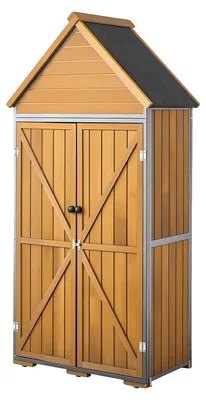 Productafbeelding van VEVOR Tuinberging, houten gereedschapskast met afsluitbare deuren, tuinhuis met planken en vloer, gereedschapsschuur, tuingereedschapskast, gereedschapskast voor terras, tuin/gazon, 76x43x171 cm