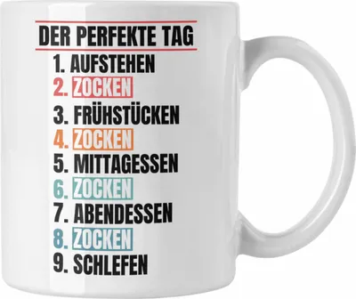 Produktbild von Trendation - Zocker Tasse Geschenk Der Perfekte Gaming Tag Gamer Geschenkidee Lustiger Spruch Gaming (Weiß)