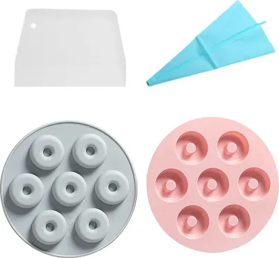 Produktbild von Donut-Pfanne, 2 Stück, Antihaftbeschichtete Silikon-Donut-Form Zum Backen, 7 Mini-Donuts In Der Größe 3,8 Cm, Einfaches Herausnehmen, Silikon-Donut-Tabletts Für Bagels, Donuts, Kuchen, Kekse