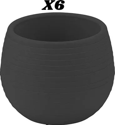 Produktbild von 6 Stück runde antrazitfarbene Blumentöpfe 13 cm mit Drainage, UV-beständige Stekpotte 1,3 L