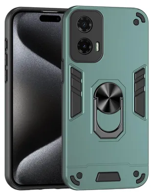 Produktbild von Für Motorola Moto G35 Armor Magnet Metall Ring PC Schutz Handy Hülle Case Grün