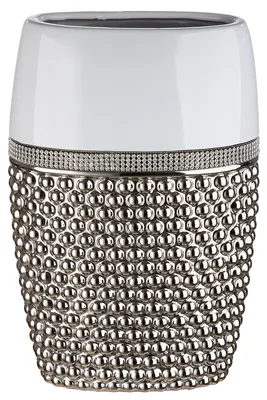 Obrázek produktu pro Gilde Vase flach "Bubble" Keramik silberfarben 47347