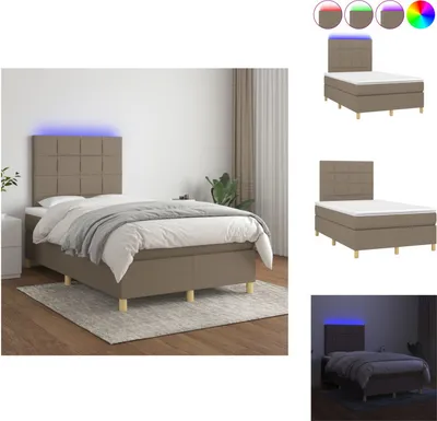 Produktbild von vidaXL Boxspringbett mit Matratze & LED Taupe 120x200 cm Stoff -  Betten & Bettgestelle