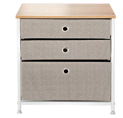 Image de CALICOSY - Commode 3 tiroirs en intissé clair - L48 cm
