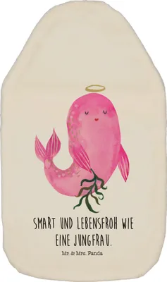 Produktbild von Mr. & Mrs. Panda Wärmflasche Sternzeichen Jungfrau - Weiß - Geschenk, Wärmflaschen, Jungfer, Bettflasche, Wärmekissen, Geburtstag September, Flauschige, wärmebeutel