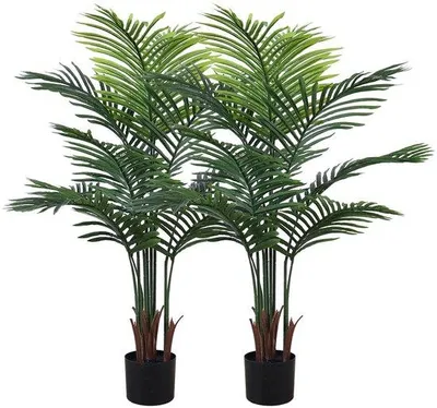 Produktbild von Kunstpalm Areca Set 2er 120 cm Kunststoff Schwarz Pflanztopf
