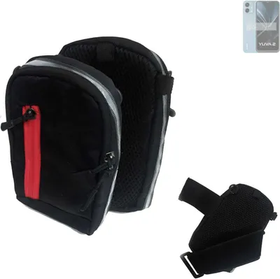 Produktbild von K-S-Trade Outdoor Gürteltasche Holster Umhängetasche kompatibel mit Lava Yuva 2 schwarz Handy Tasche Case travelbag Schutz Hülle Handy Hülle
