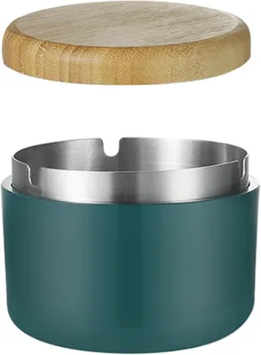 Produktbild von Outdoor Aschenbecher mit Deckel für Draussen, Kunststoffgehäuse Aschenhalter Edelstahl Innenfutter, Aschenbecher mit Deckel für Terrasse, Garten, Tischplatte Bar