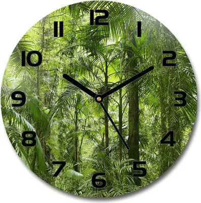 Produktbild von Wanduhr aus Glas 30fi Glasbild Glasuhr Gehärtetes Glas - schwarze-zeiger - tropical forest