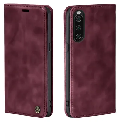 Produktbild von Handy Hülle für Sony Xperia 10 IV Klapphülle Bookcase Flip Cover Handy Tasche Etui Farbe: Weinrot