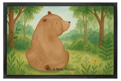 Produktbild von Mr. & Mrs. Panda Fussmatte Bär Schulterblick Design 60 x 90 cm - Weiß - Geschenk, Motivation, fußmatte, Bären, Gummimatte, Bodenvorleger, Schmutzfangmatte, Weisheit