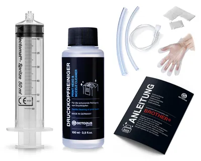 Produktbild von Düsenreiniger 100ml für Brother Druckköpfe mit Schlauchadapter