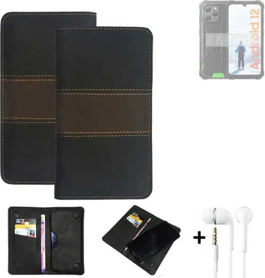 Produktbild von K-S-Trade Handyhülle + Kopfhörer kompatibel mit Blackview BV5300 Schutzhülle Walletcase Bookstyle Tasche Schutz Case Hülle Wallet Cover Kunstleder