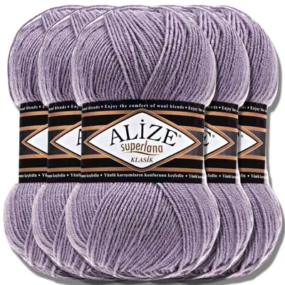 Obrázek produktu pro Alize 5x 100g Superlana Klasik, příze, univerzální barva, vhodná pro háčkování a pletení (lila | 257)
