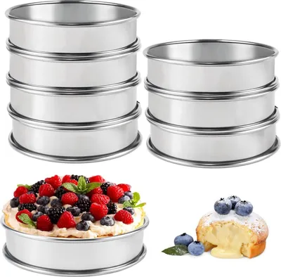 Image de QGGTQG Anneaux crumpet 10cm 8 pièces Anneaux de cuisson en acier inoxydable Anneaux à muffin
