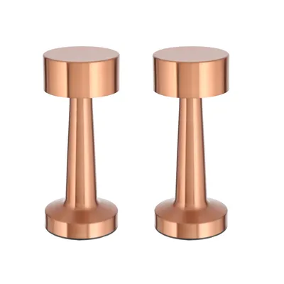 Produktbild von 2x Metall Akku Tischleuchte Kupfer mit Touchfunktion 3 Weisstöne USB Nachttischlampe Aufladbar Helligkeit regulierbar Schreibtischlampe Dimmbar