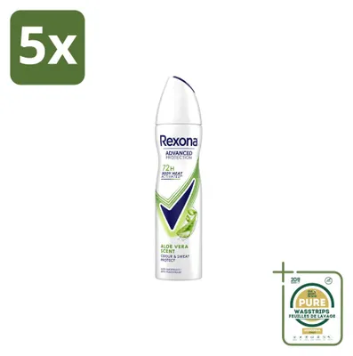 Obrázok produktu pre 5 kusov deodorantu Rexona vo spreji – vôňa Aloe Vera – 150 ml – balenie