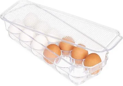 Produktbild von Famanu Eierhalter für Kühlschrank, für 12 Eier, mit Deckel, stapelbar, Kunststoff, transparent