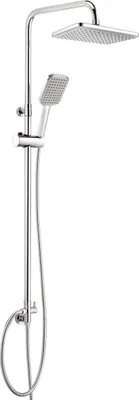 Produktbild von Deante TUBO Duschsystem mit Regendusche – Anti-Kalk – Edelstahl-Brauseschlauch – Chrom Glänzend