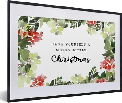 Produktbild von MuchoWow® Gerahmtes Poster Weihnachten - Zitat - Pflanzen 60x40 cm - Poster mit Schwarzem Bilderrahmen Wandposter Rahmen Foto Bilder - Schlafzimmer - Plakat in Rahmen - Drucken