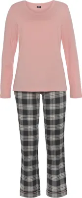 Produktbild von H.I.S. Pyjama 2 -teilig dunkelrosa/schwarz-grau-kariert Größe 36