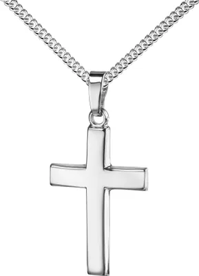 Produktbild von JEVELION Anhänger-Kreuz Silber-Kreuz für Damen, Herren und Kinder Kreuzanhänger 925 Sterling-Silber Kettenanhänger in gewölbter Form mit Halskette + Schmuck-Etui