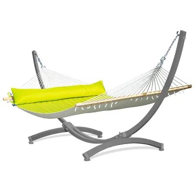 Produktbild von Potenza Outdoor Hängematte mit Verzinkter Tytan Gestell für 2 Personen I Panama -  Stabhängematte XXL 210x140, 200kg I Grau Hängemattengestell 350kg Wetterfest