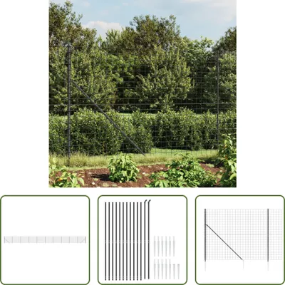 Produktbild von The Living Store Maschendrahtzaun mit Bodenhülsen Anthrazit 1,4x25 m