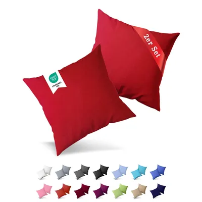 Produktbild von 2er Pack Kissenbezug Kissenhülle 40x60 cm Renforcé Uni Baumwolle mit Reißverschluss Rot