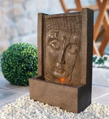 Produktbild von Heissner Terrassenbrunnen / Gartenbrunnen Buddha LED 23x12x38cm