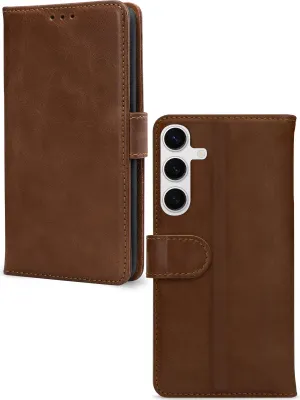 Produktbild von Mobilize Wallet Handyhülle für Samsung Galaxy S24 Hülle Echtes Leder Klapphülle Geldbörse - Braun