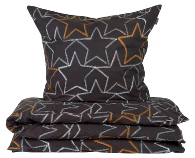 Produktbild von SCHIESSER Bettwäscheset Lizzy | Sterne | Feinbiber | 2-teilig | 100% Baumwolle | Kuschelweich | YKK-Reißverschluss | 135x200 cm + 80x80 cm | Dunkelgrau