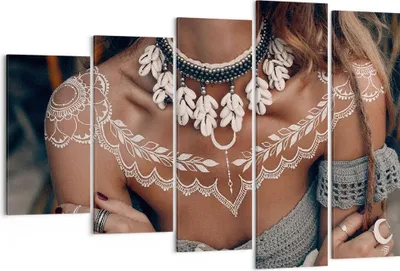 Produktbild von Bild auf Leinwand - Leinwandbild - 5 Teile - Frau ethnisch Stamm - 150x100cm - Wand Bild - Wanddeko - Wandbilder - Leinwanddruck - Bilder - Wanddekoration - Leinwand bilder - Wandbild - EG150x100-5130
