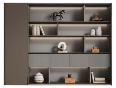 Image de Armoire de bureau moderne avec des étagères élégantes et des détails raffinés