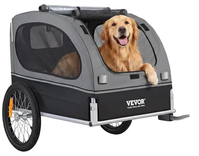 Zdjęcie produktu dla VEVOR przyczepka dla psa 40 kg przyczepka rowerowa stal węglowa + tkanina 600D Oxford + PP składana 1440 x 720 x 779 mm jako przyczepka rozmiar po złożeniu 760 x 560 x 195 mm przyczepka dla psa buggy jogger czarny&szary