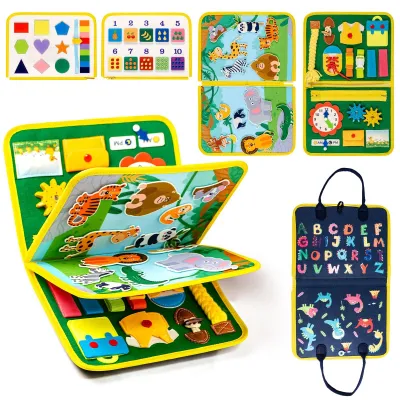 Produktbild von Montessori-Beschäftigungsbrett für Kinder im Alter von 2-4 Jahren – Fördert die Feinmotorik und lebenspraktische Fähigkeiten