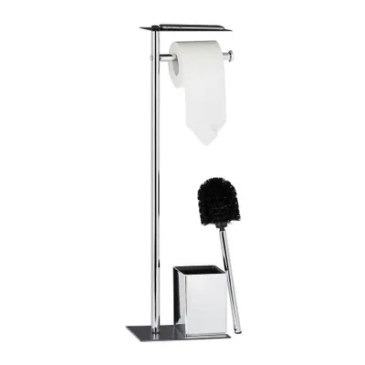 Produktbild von relaxdays WC-Garnitur silber, schwarz Metall
