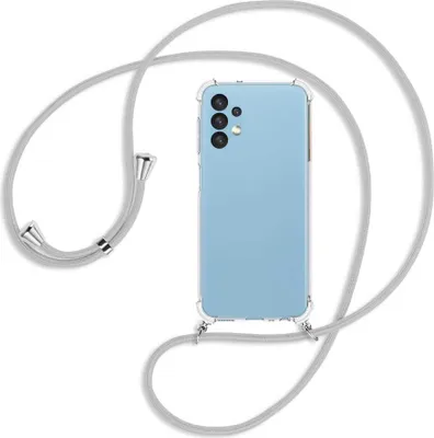 Produktbild von Handykette Backcover-Schutzhülle mit Band (Metall silberfarben) für Samsung Galaxy A13 4G - silbergrau