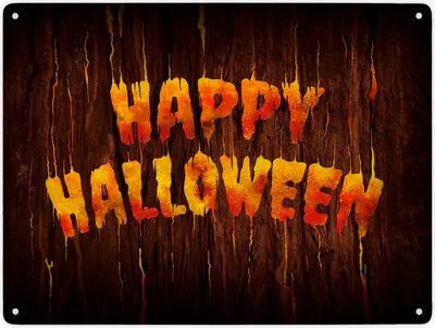 Produktbild von Happy Halloween Metallschild XXL mit Holz Motiv Schild Blechschild