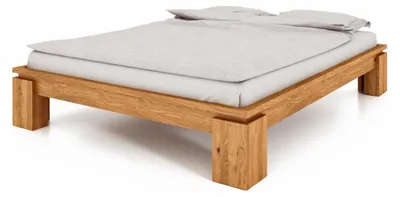 Produktbild von Bett Tinci 4 in Sonderlänge 90x220 cm aus Wildeiche massiv ohne Holzkopfteil