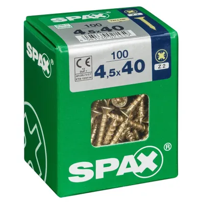 Produktbild von SPAX 4081020450407, Schraube, Stahl, Zink, Holz, Flachkopf, Pozidriv, Gelb