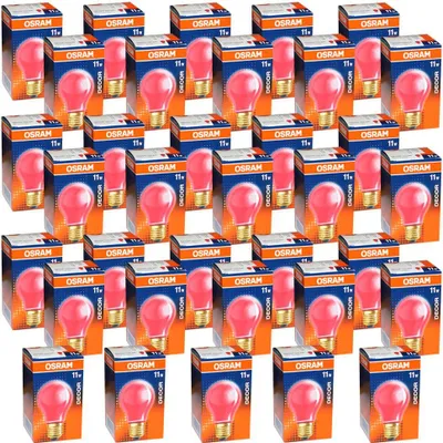 Produktbild von 35 x Osram Glühbirne 11W ROT E27 11 Watt Glühlampe Glühbirnen Glühlampen