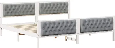Imagen del producto de Estructura de cama vidaXL, gris claro, 200 x 200 cm, madera maciza de pino