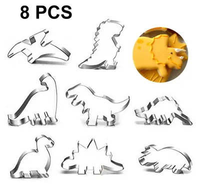 Produktbild von Dinosaurier Ausstecher, Fondant Ausstecher für Kinder, die Kekse backen, Edelstahl-Ausstecher-Set, Dinosaurier Ausstecher