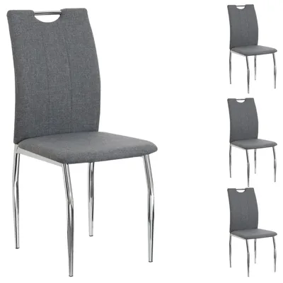 Produktbild von Esszimmerstuhl APOLLO, Essstuhl Polsterstuhl Küchenstuhl Essgruppe, im 4er Set, mit Stoffbezug in grau