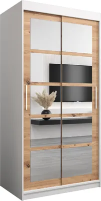 Produktbild von Kleiderschrank, Schiebetürenschrank Schlafzimmer, Schrank mit Spiegel ROMA 2 100 cm