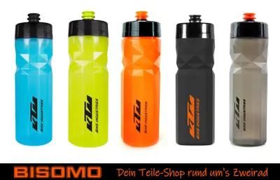 Produktbild von KTM Fahrrad Flasche Trinkflasche Bottle Team 700ml auslaufsicher BPA-frei, Farbwahl + Bisomo Sticker, Farbe:Grau